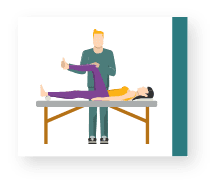 Physical therapy of someone bending their knee while lying on a table icon