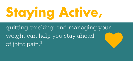 Staying active, quitting smoking, and managing your weight to stay ahead of joint pain