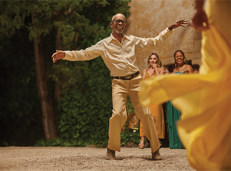 Man dancing at a wedding.