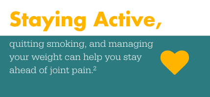 Staying active, quitting smoking, and managing your weight to stay ahead of joint pain